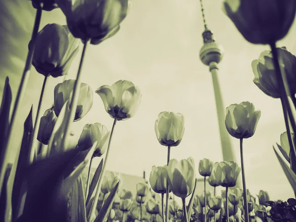 Vintage sepia TV Tower, Berlin — Stock Photo, Image