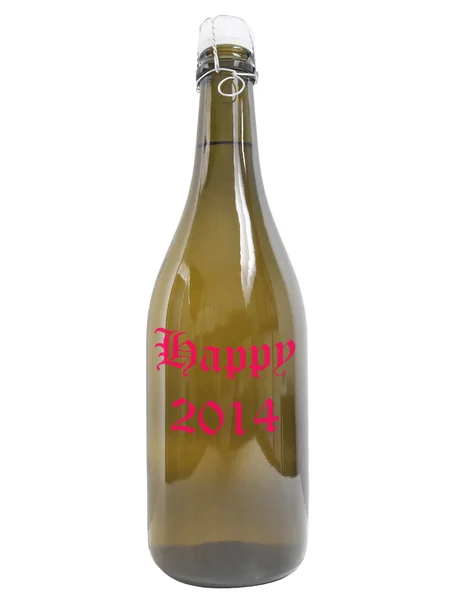 Flasche Wein glücklich 2014 — Stockfoto