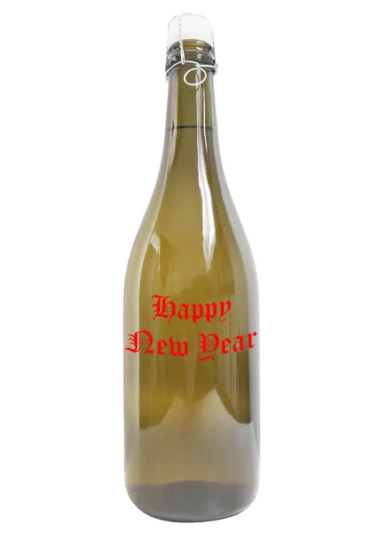 Flasche Wein frohes neues Jahr — Stockfoto