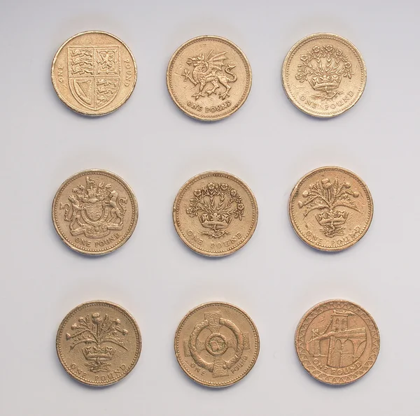 One Pound coins — Stock Photo, Image