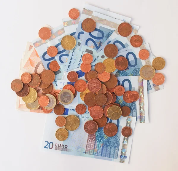 Moedas e notas de euros — Fotografia de Stock