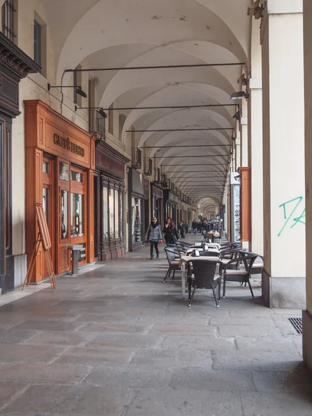 Portici Via Po en Turín Italia —  Fotos de Stock