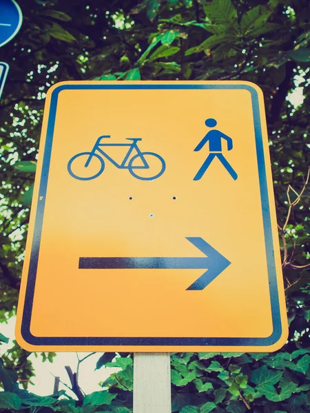 复古风格自行车车道标志 — 图库照片