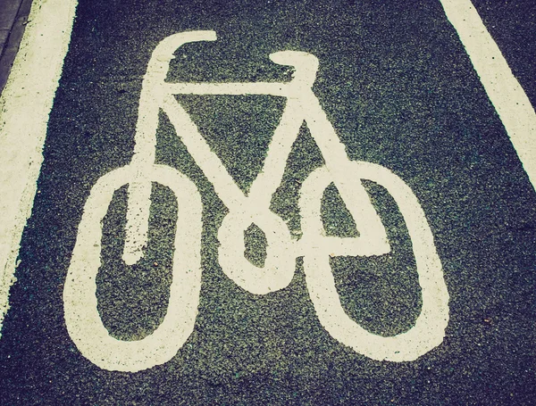 Retro look Bike lane sign — Stock Photo, Image