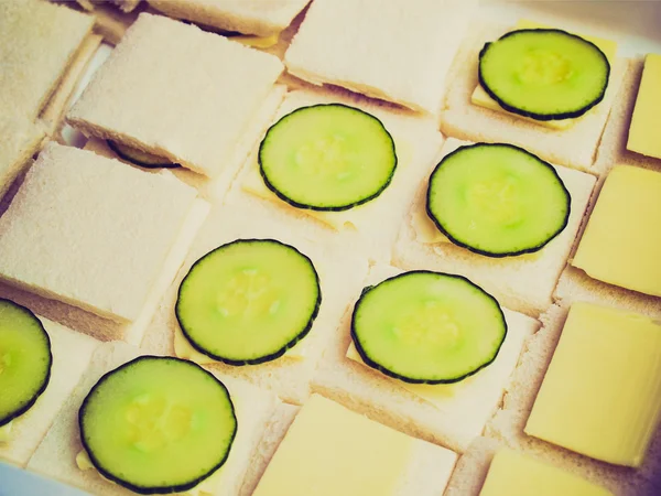Retro look Cucumber sandwich — Stock Photo, Image
