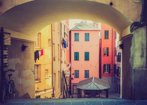 Retro look Genoa old town — Stock Photo, Image