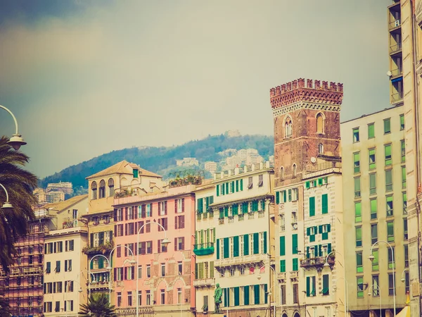 Retro-look Genua oude stad — Stockfoto