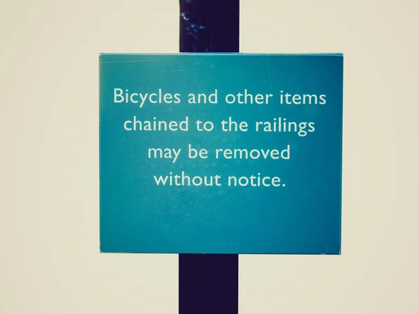 レトロな外観自転車標識 — ストック写真