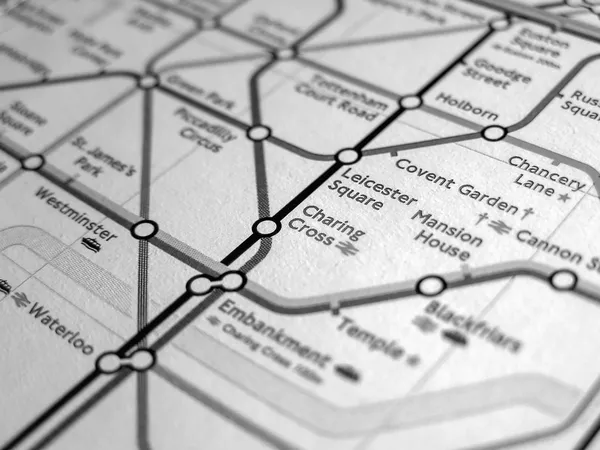 Чёрно-белая карта метро Лондона — стоковое фото