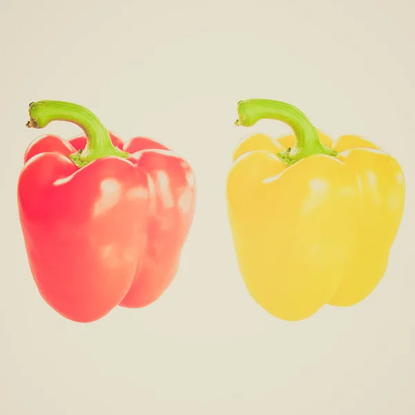 Retro-look röd och gul paprika — Stockfoto