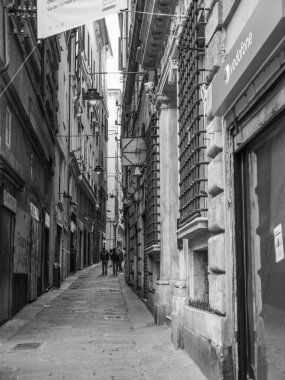 siyah ve beyaz via del campo sokak işaret Cenova