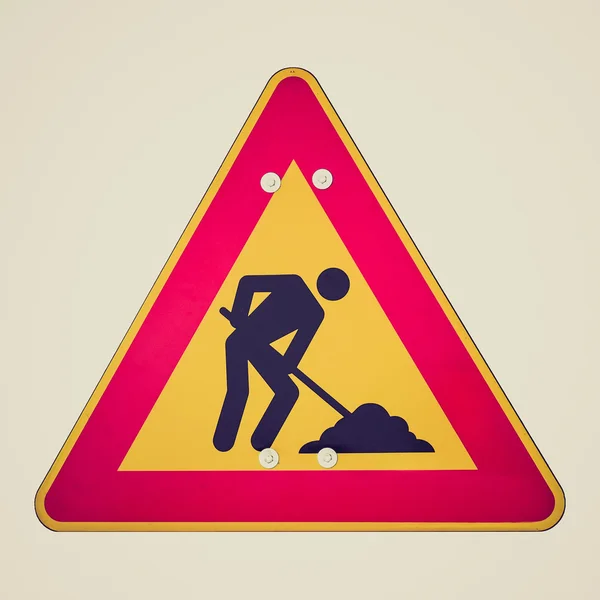 Retro look Road works — Stock Photo, Image