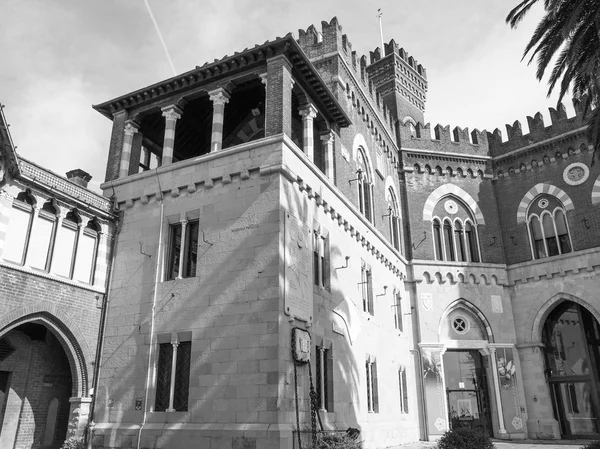 Black and white Albertis Castle in Genoa Italy — Stock Photo, Image