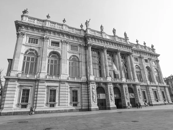 Czarno-białe palazzo madama Turyn — Zdjęcie stockowe