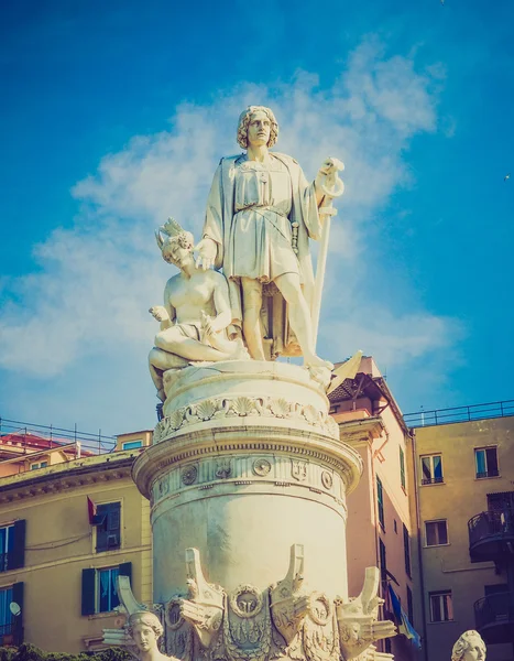 Retro olhar Columbus monumento em Gênova — Fotografia de Stock