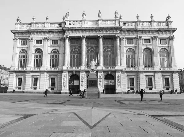 Černá a bílá palazzo madama Turín — Stock fotografie