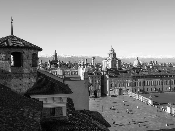 Preto e branco Piazza Castello Turim — Fotografia de Stock