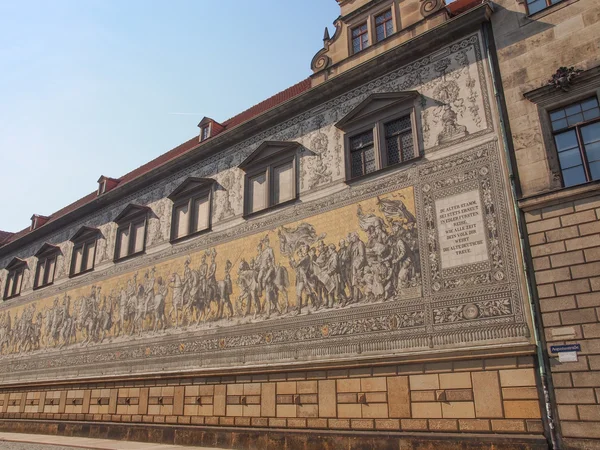 Fuerstenzug Procession of Princes i Dresden, Tyskland — Stockfoto