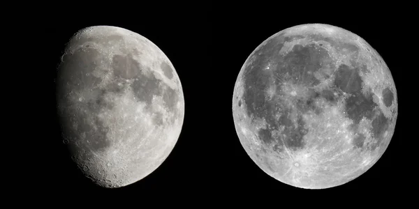 Gibbous dan bulan purnama — Stok Foto