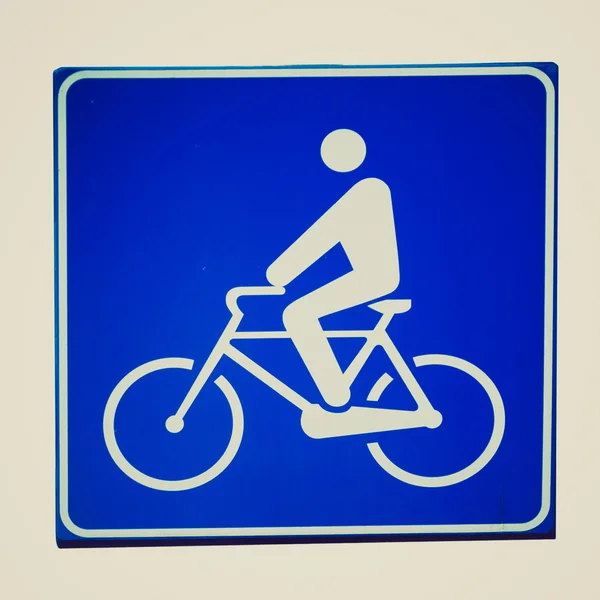 Retro look Fietsrijstrook bord — Stockfoto