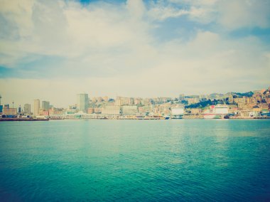 Retro görünüm liman Cenova İtalya