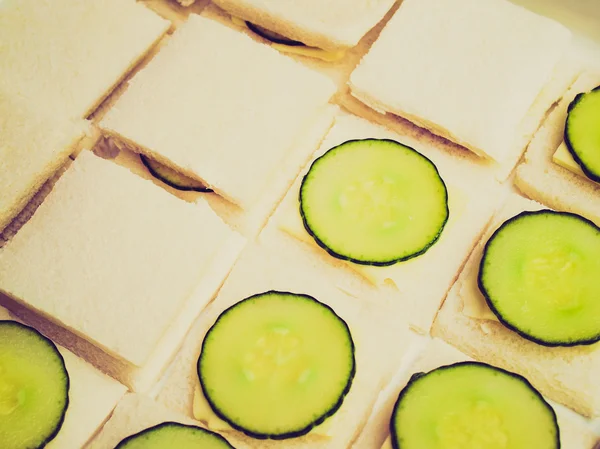 Retro look Cucumber sandwich — Stock Photo, Image