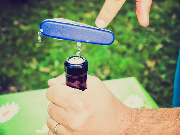 Retro look Bottle opening — Stock Photo, Image