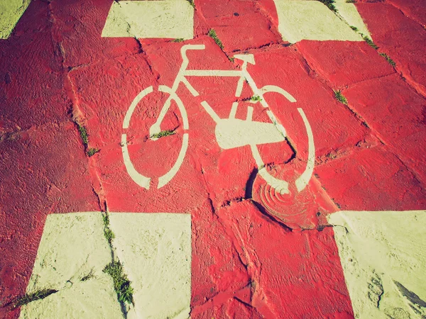 Retro look Bike lane sign — Stock Photo, Image