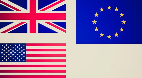 Retro-look flaggor av Storbritannien eu usa — Stockfoto