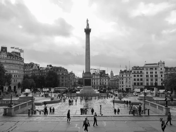 Zwart-wit trafalgar square Londen — Stockfoto