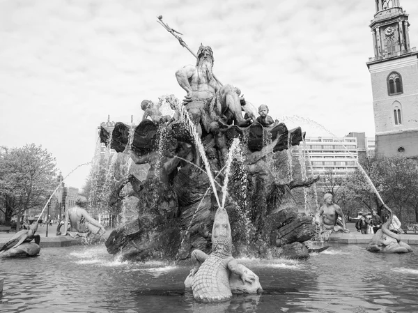 Fekete-fehér neptunbrunnen — Stock Fotó