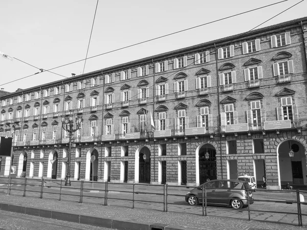 Black and white Teatro Regio royal theatre in Turin — Stock Photo, Image