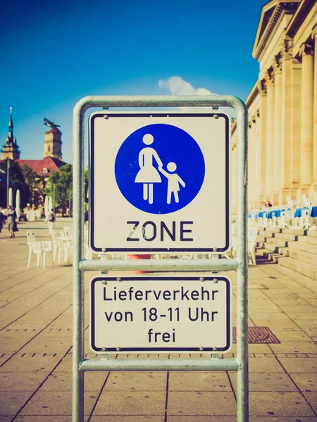 Retro look Pedestrian area sign — Stock Photo, Image