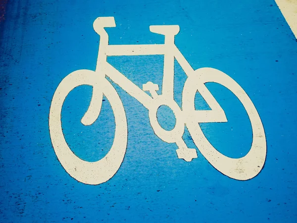 Retro look Bike lane sign — Stock Photo, Image