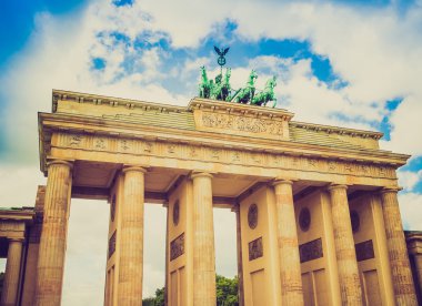 Retro görünüm brandenburger tor berlin
