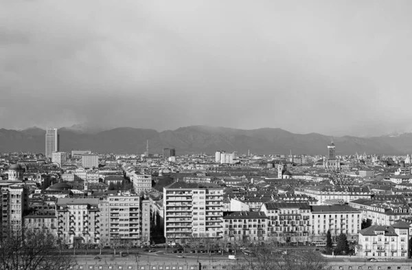 Вид Воздуха Город Турин Италия Черно Белом Цвете — стоковое фото
