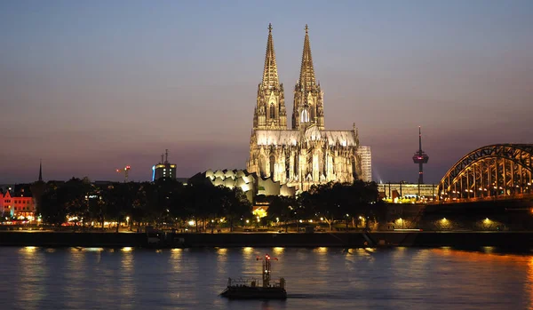 Kölner Dom Sankt Petrus Gotische Kirche Und Hohenzollernbrücke Über Den — Stockfoto