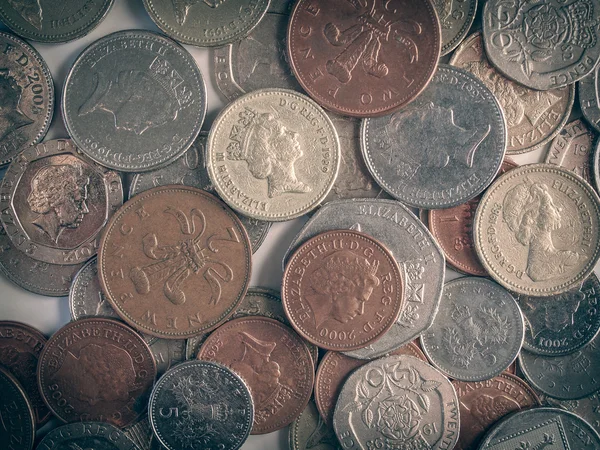 Retro look Pound coins — Stock Photo, Image