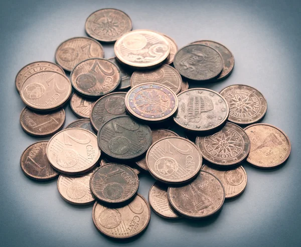 Retro olhar moedas de euro — Fotografia de Stock