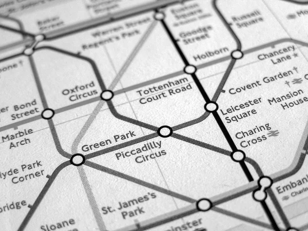 Mapa del metro de Londres en blanco y negro — Foto de Stock