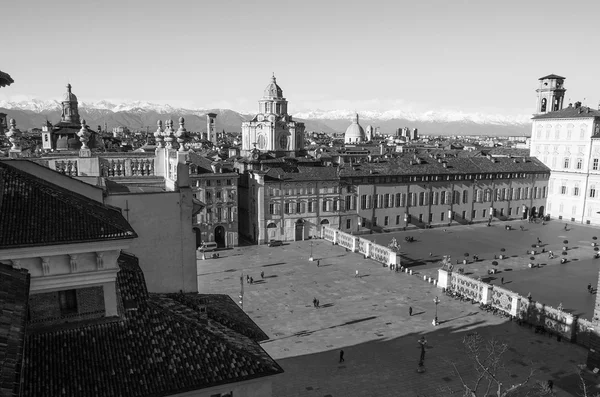 Piazza Castello Turin noir et blanc — Photo