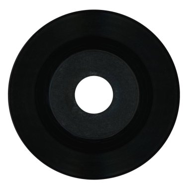 beyaz arkaplan üzerinde izole edilmiş boş etiketli siyah vinil plak analog müzik kayıt ortamı