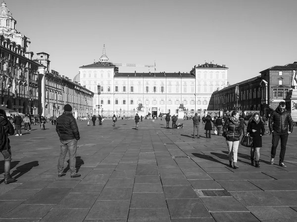 Siyah ve beyaz piazza castello Torino — Stok fotoğraf