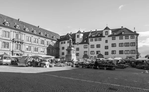 Black and white Marketplace in Stuttgart Germany — Stock Photo, Image