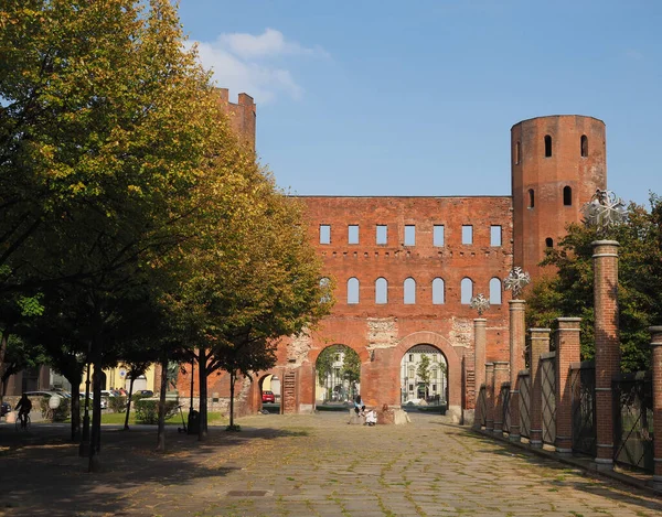 Turin Italy Circa October 2021 Porta Palatina Palatine Gate Ruins — Stock Photo, Image