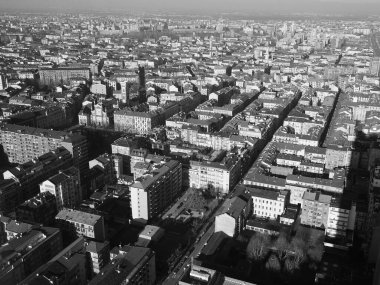 İtalya, Torino şehrinin siyah beyaz hava manzarası