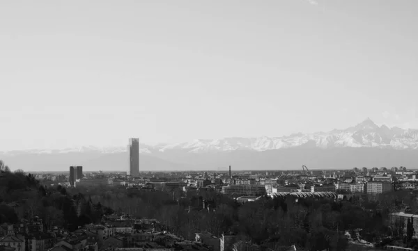 Vue Aérienne Ville Turin Italie Noir Blanc — Photo