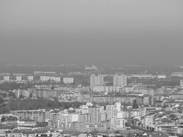 Vista Aérea Cidade Turim Itália Preto Branco — Fotografia de Stock