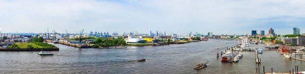 Hamburguesa Hafen Puerto Hamburgo Puerto Marítimo Río Elba Vista Panorámica — Foto de Stock