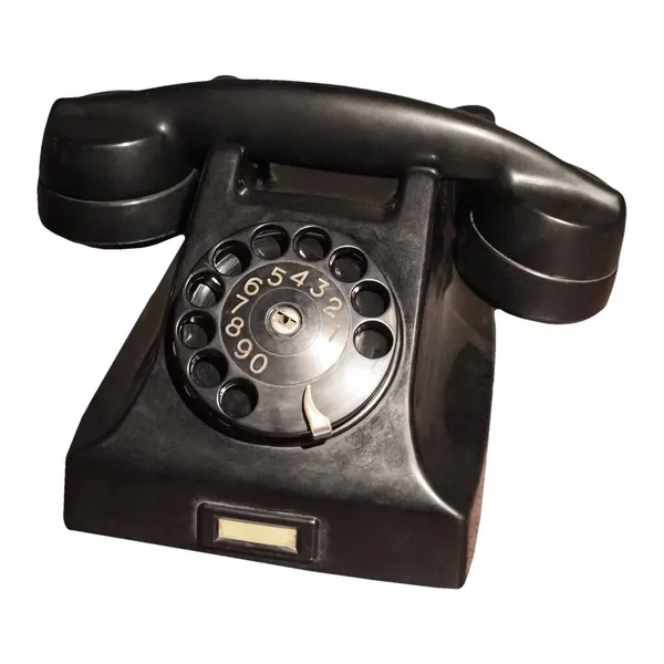 Vintage Preto Analógico Telefone Discagem Rotativa Isolado Sobre Fundo Branco — Fotografia de Stock